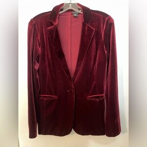 Burgundy velour jacket.